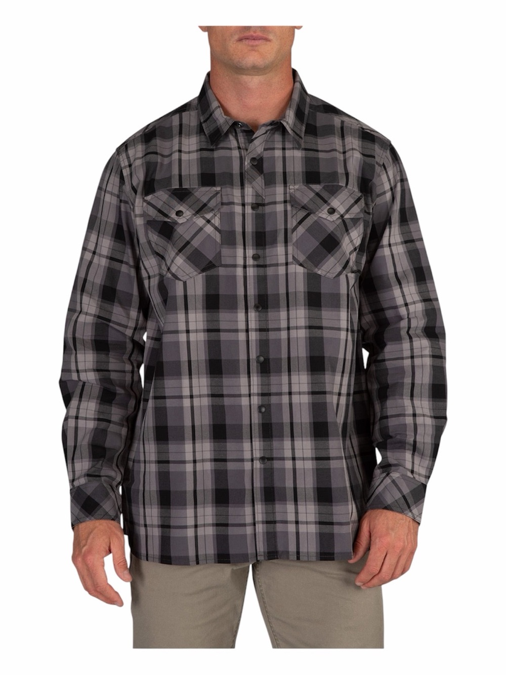 5.11 Tactical Men’s XL Gray Black Plaid Snap Front Utility Shirt Long Sleeve